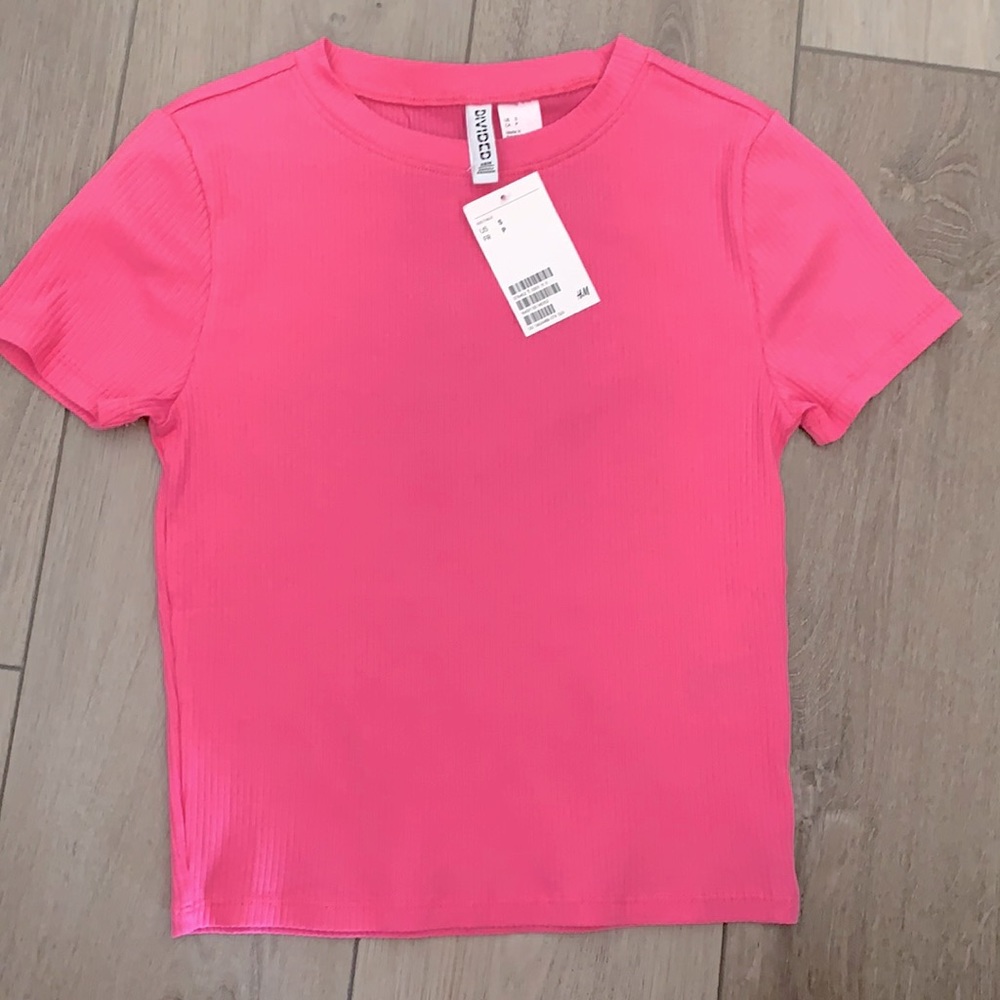 H&M Divided Crop Tee, S, Pink